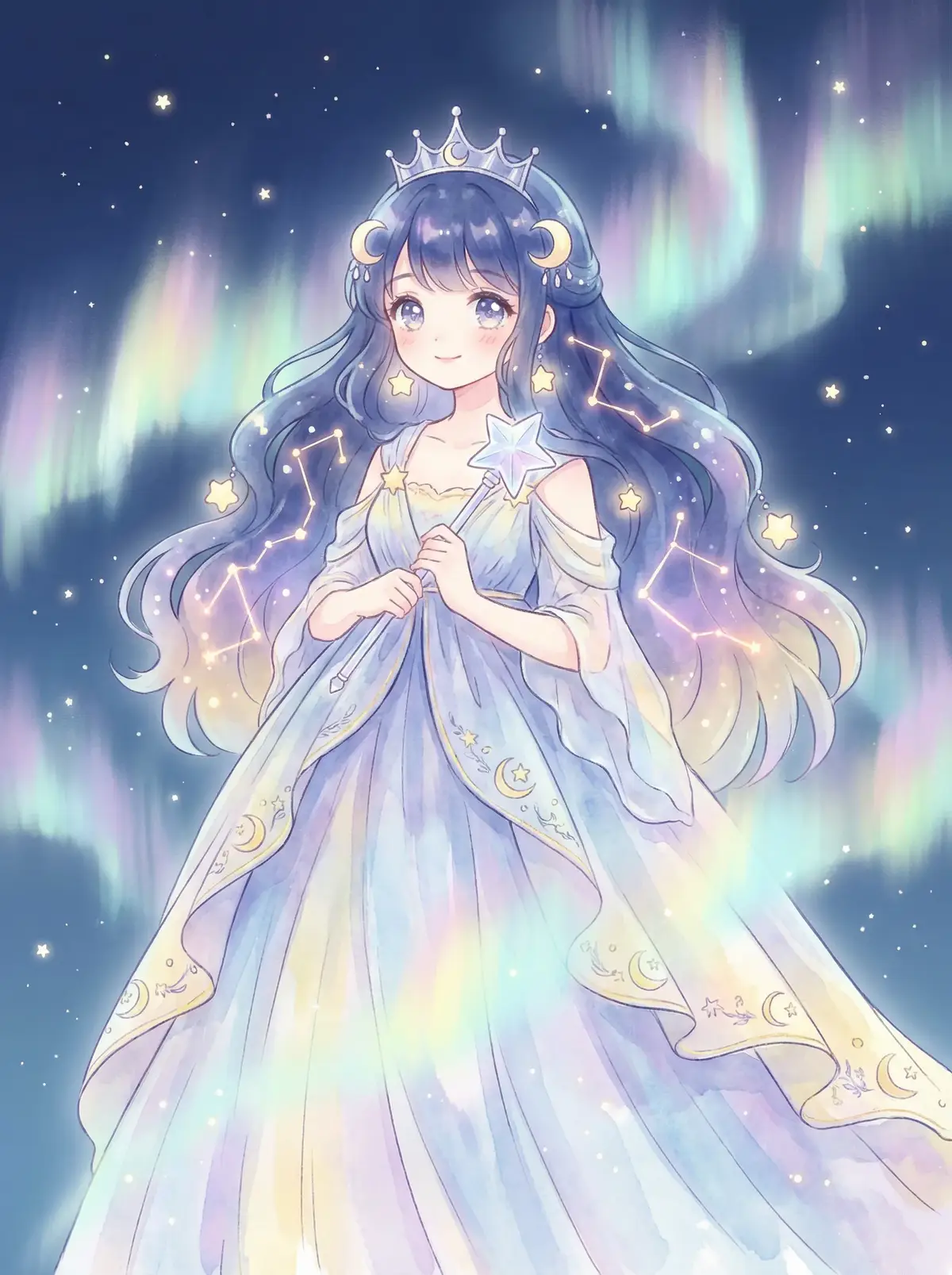 韩版秘密花园花絮 - 星辰公主希尔角色设定图，手持星光权杖